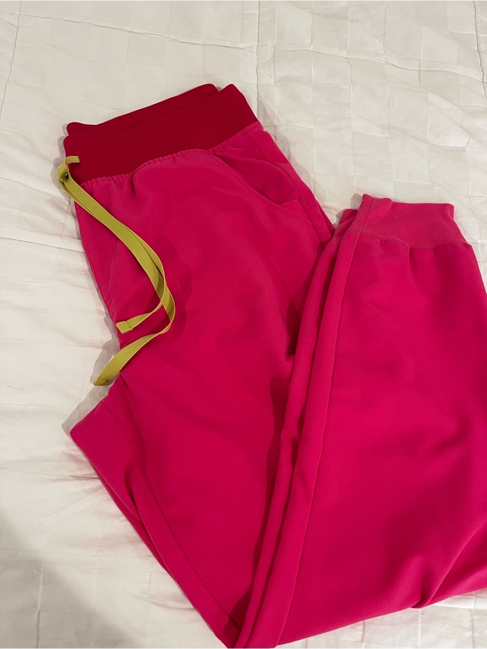 Figs shocking pink high waisted joggers size L